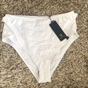 White lace and ruffle bikini bottoms